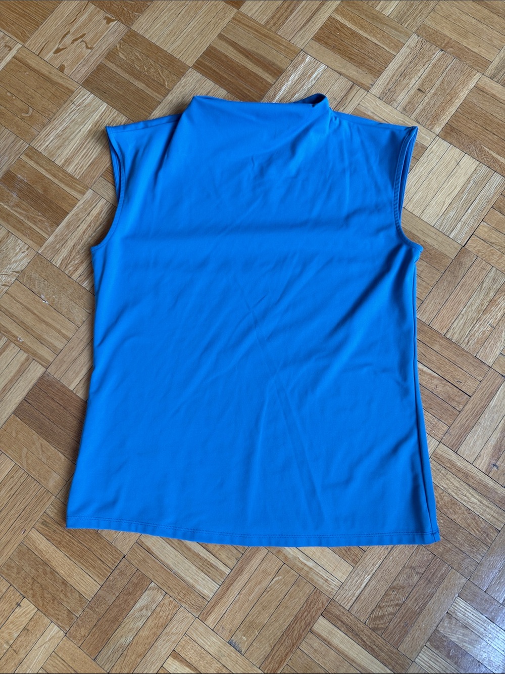 Ann Taylor. Classic Sleeveless Mock Neck Top in Blue